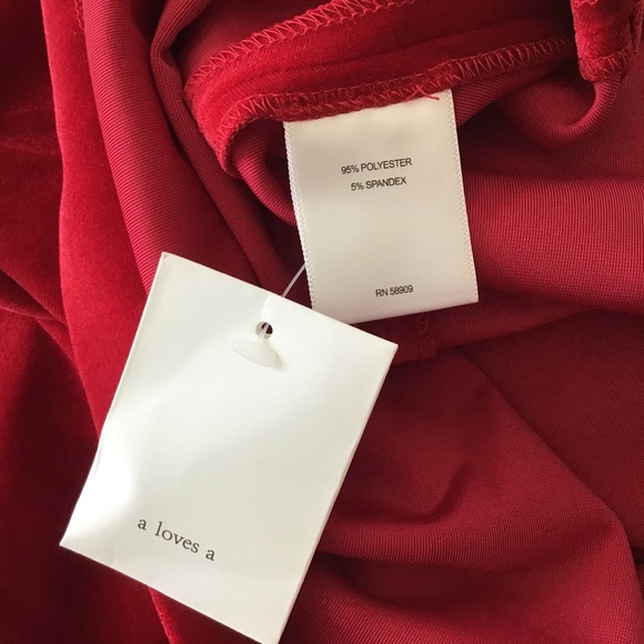 Dress Large Red Poinsettia, Velvet Stretch NWT - Picture 6 of 10